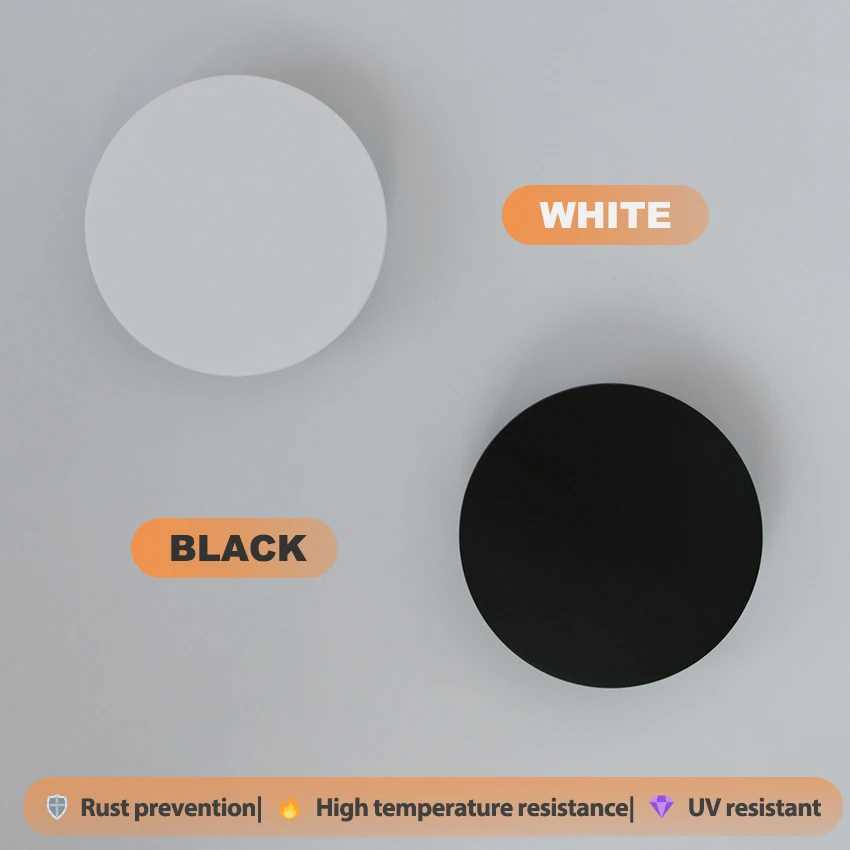 6W LED Outdoor Waterproof Wall Light IP65 Round Aluminum 13cm Black/White 90-260V AC Hardwired for Garden Patio Balcony XJ250624