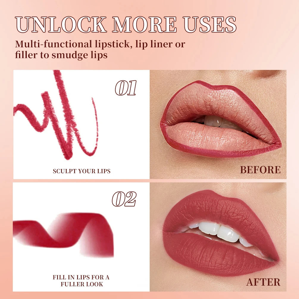 Tapered Gradient Lip Liner Matte Nude Brown Velvet Lipstick Waterproof Non Sticky Contouring Tint Lipliner Crayon Lip Makeup 250625