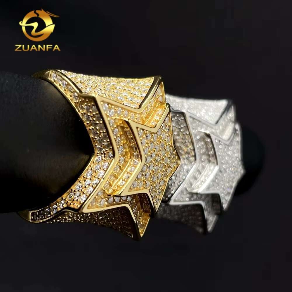 New Stocks Pass Diamond Tester 925 Silver Fine Jewelry Hip Hop Diamond Moissanite Rings Iced Out Star Men Ring