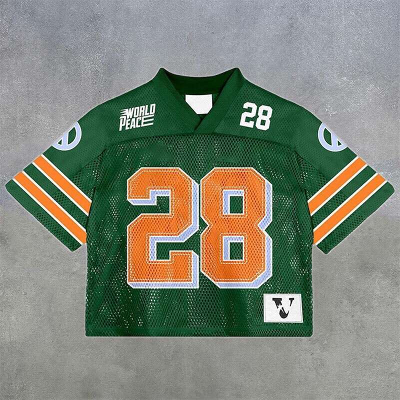 2025 Trendy New Summer Men's V-neck Patchwork Jersey American Style Short Sleeve