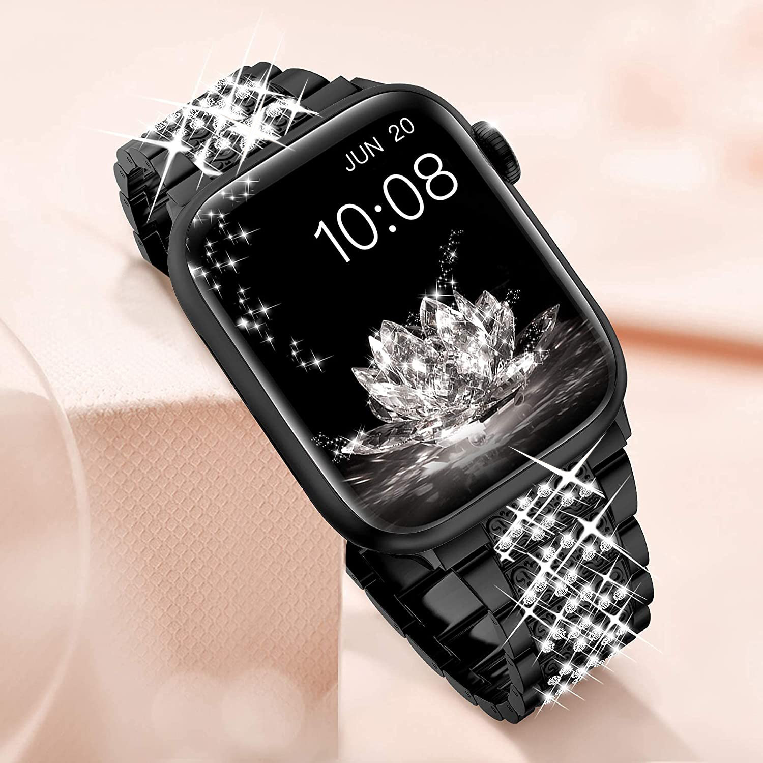 High-end Fashionable Diamond-Inlaid Zinc Alloy Watch Band, Universal for Apple Watch Series 1-9