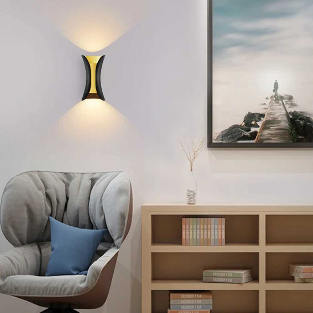 Waterproof Outdoor LED Wall Lamp Sconce Balcony Courtyard Fence Porch Light Indoor Bedside Wall Light Golden Color AluminumXJ250624