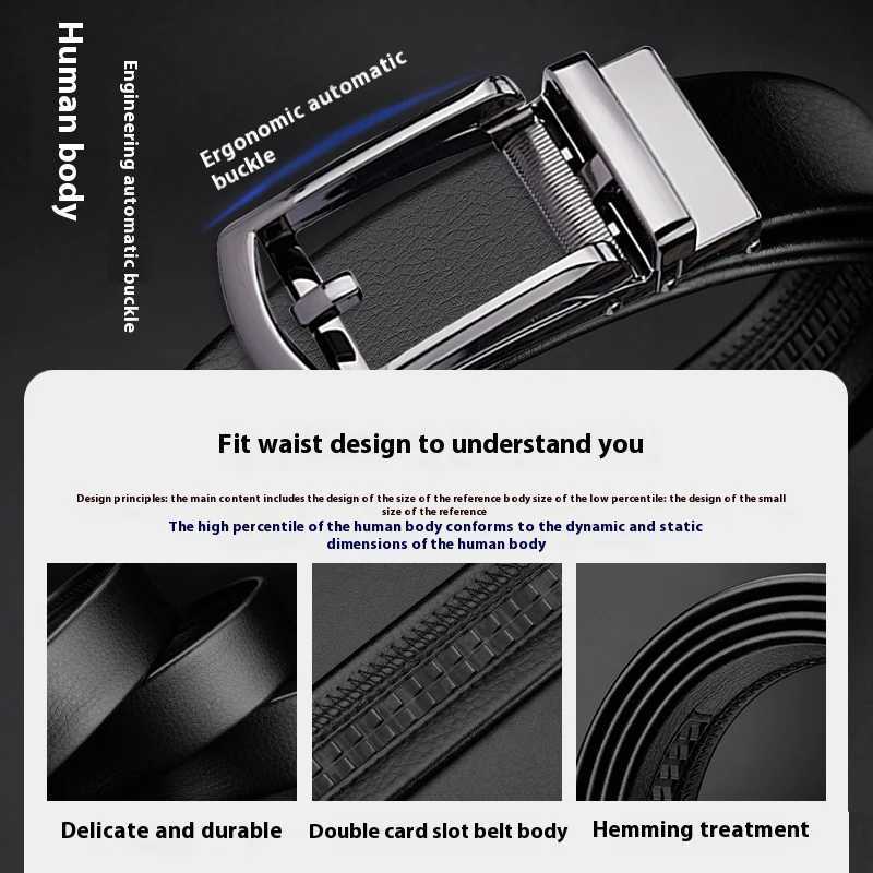 OYIFAN Belt for Men Automatic Genuine Leather Belt Men Leather Ratchet Adjustable Real Ratchet Leather Dress Designer W250625