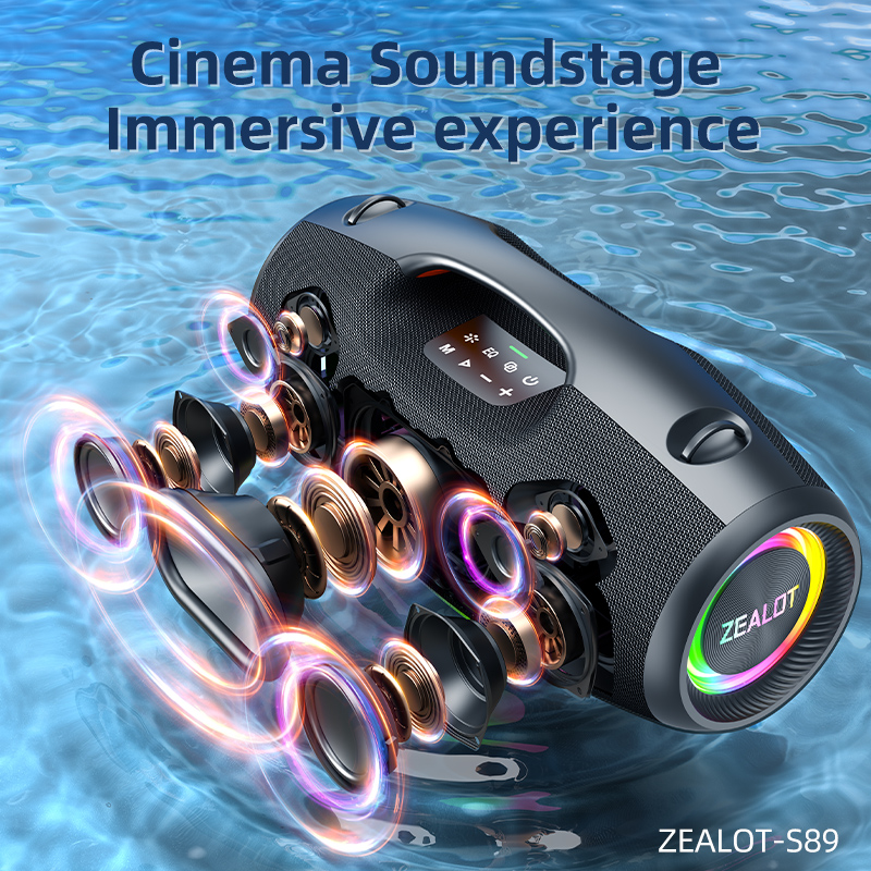 S89 Compact Waterproof Outdoor Wireless Audio System Featuring Superior Bass USB Rechargeable High-Fidelity Bluetooth Speakers
