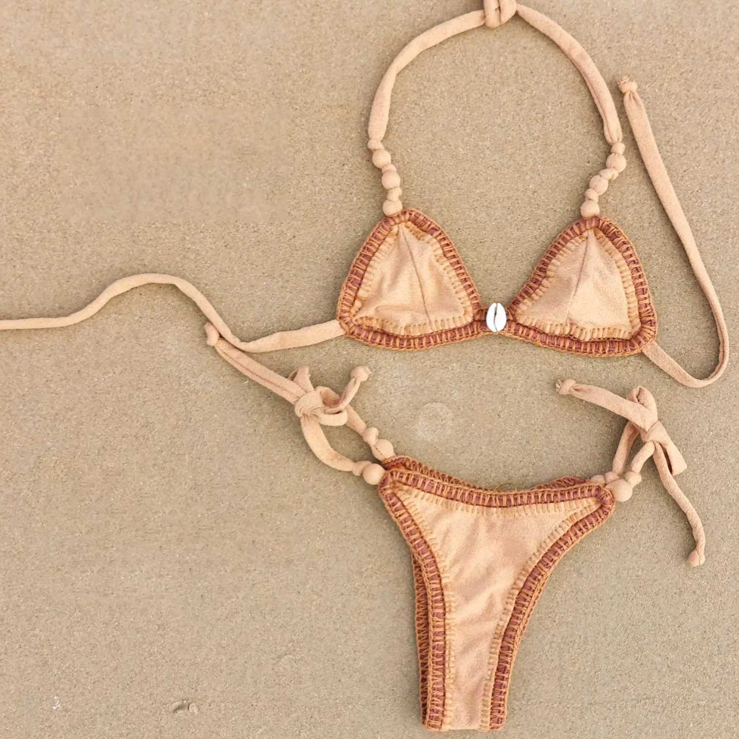 Knitting Swimsuit Bikini Swimwear Swimsuit Women Separates Swimwear Two Piece Side Straps Swimsuit Bathing Suit XJ250624