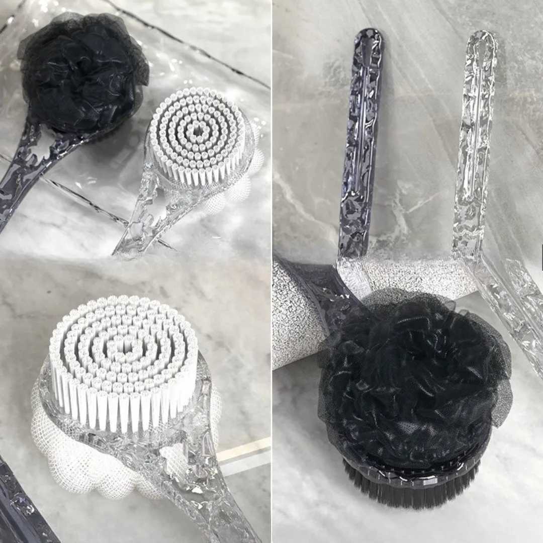 2 in 1 Soft Back Scrubber Brush Skin Massager Bath Shower Scrubbing Brush with Handle Body Wash Exfoliating Scrub Bath Supplie R250625