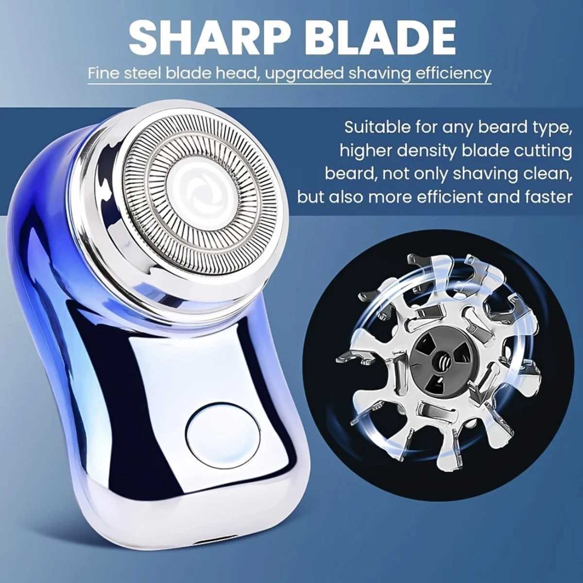 Man Electric Beard Shaver Portable Upgraded Electric Razor USB Charging LED Power Display One-Click Use Suitable for Home Travel W250625