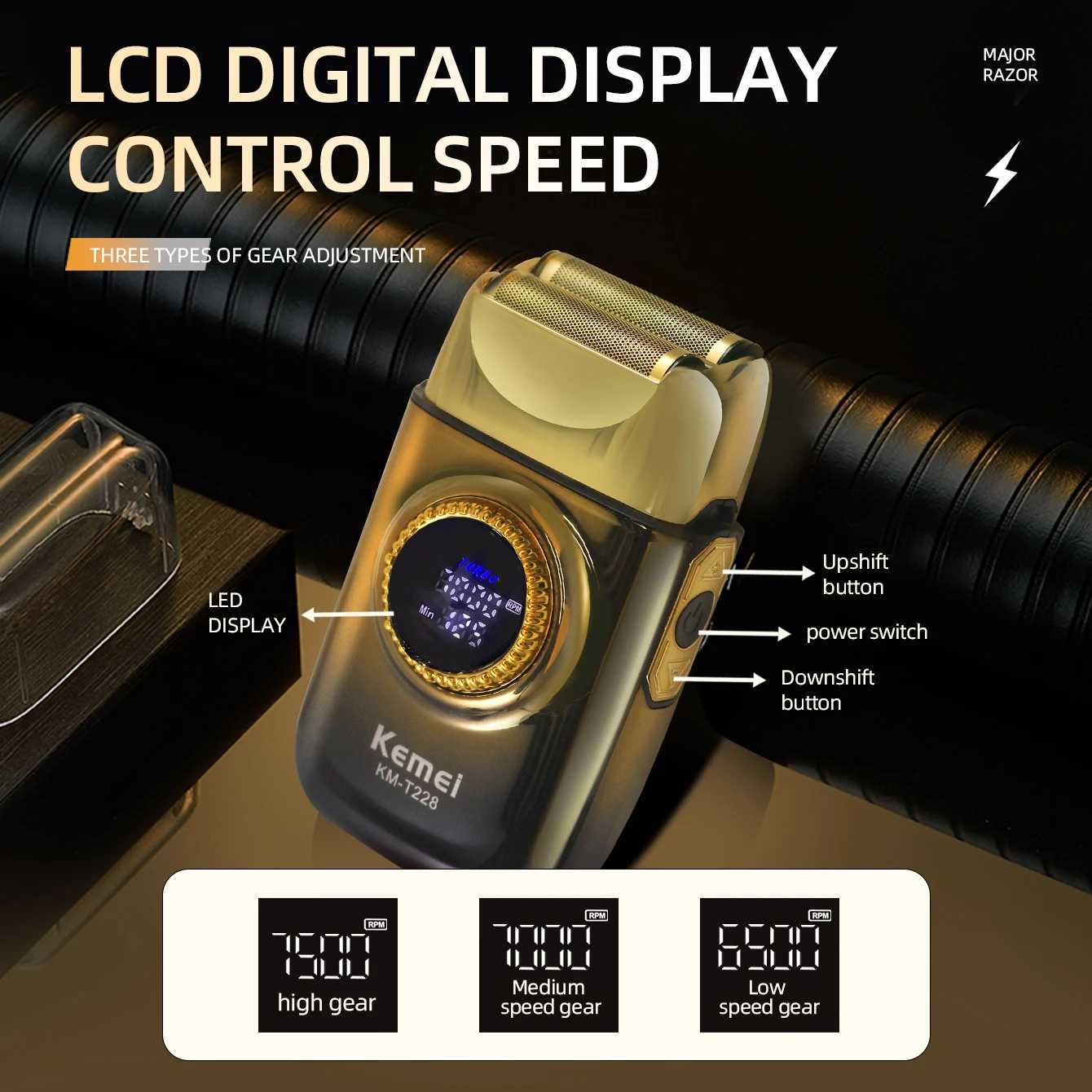 Kemei Electric Shaver Professional Razor 7500 RPM Shaver Reciprocating Beard Trimmer Hair Trimmer Metal Foil Shaver for Men W250625