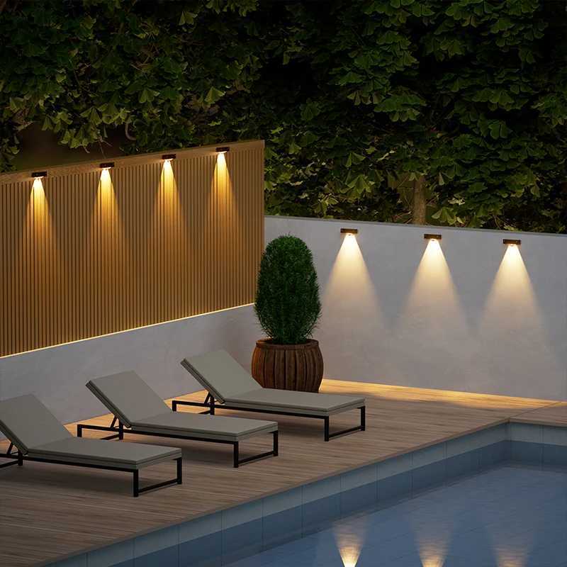 Solar Wall Lamp LED Landscape Lighting with Smart Sensor Auto On/Off Solar Powered Light for Garden Fence PathwayXJ250624