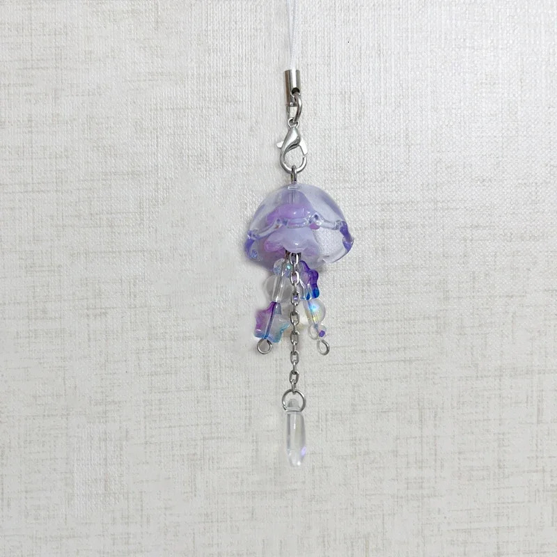 Handmade jellyfish mobile phone charm y2k original keychain 250625