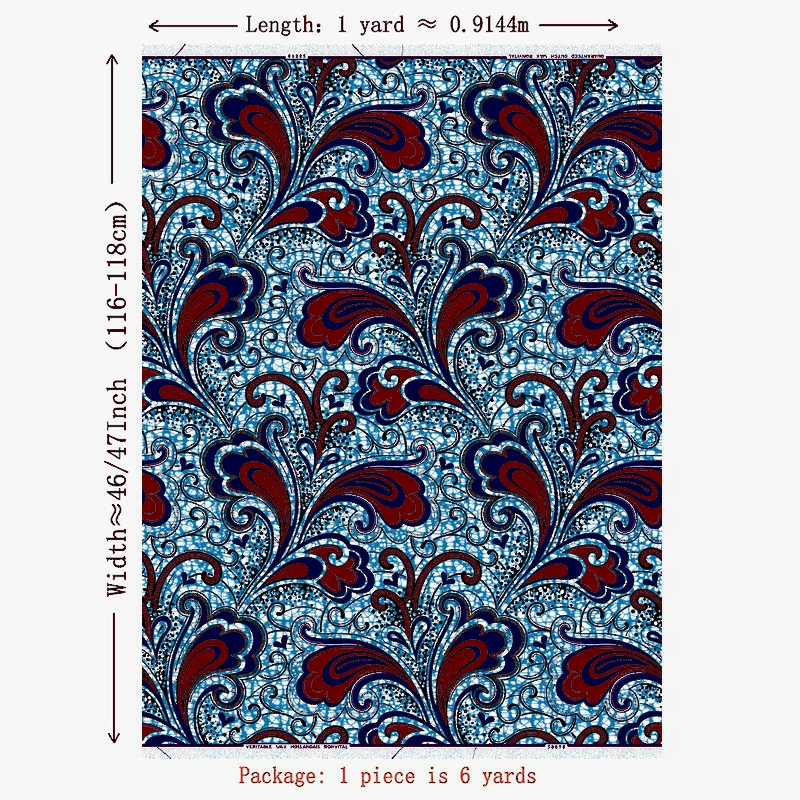 African Wax Fabric for Party Dress, Real Wax Batik Dutch, Nigerian Fabric, 100% Cotton, Ankara Fabric, 6Yards