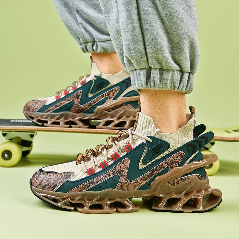 2304-New Explosive Men's ShoesAutumn Sports, Versatile Shock-absorbing Running Shoes, Summer Breathable Anti-slip Men's Plus Size Blade