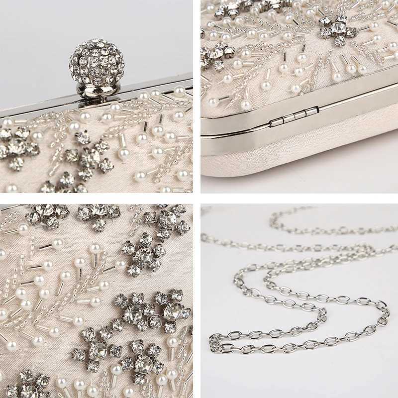 Womens Clutch Bag Crystal Pearl Clutch Purse Luxury Handbag Embroidery Evening Bag Wedding Bag for Bridal Shoulder Bag ZD1529 M250625