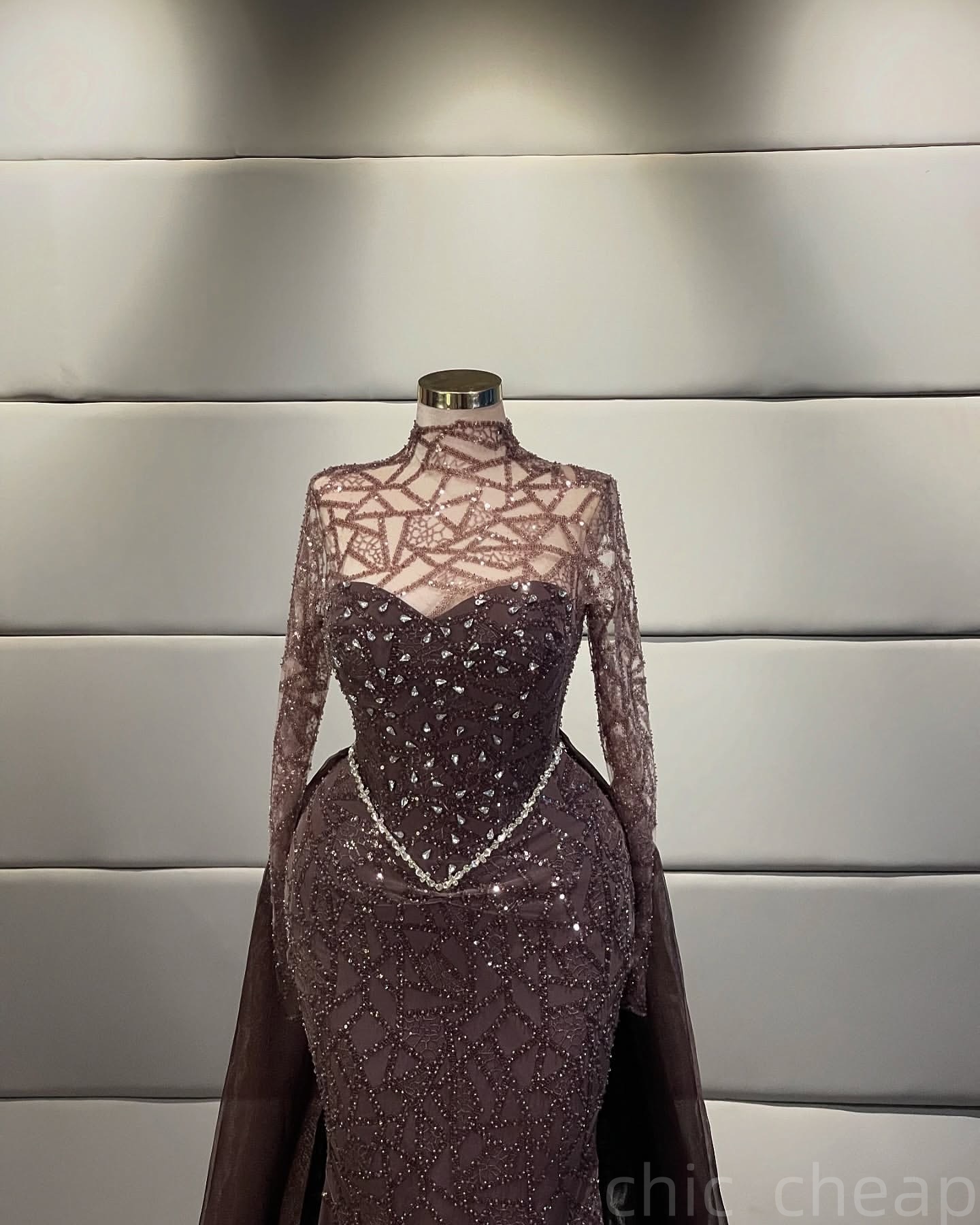 Chocolate Mermaid Prom Dresses 2025 Beaded Crystals Detachable Train Evening Formal Party Second Birthday Engagement Gowns Plus Size Dress For Special