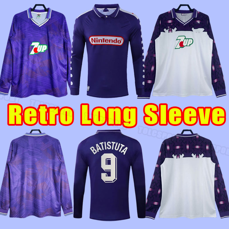 Long sleeve Retro classic Fiorentinas soccer jerseys BATISTUTA R.BAGGIO DUNGA Retro football shirt 1998 1999 98 99 1992 1993 92 93