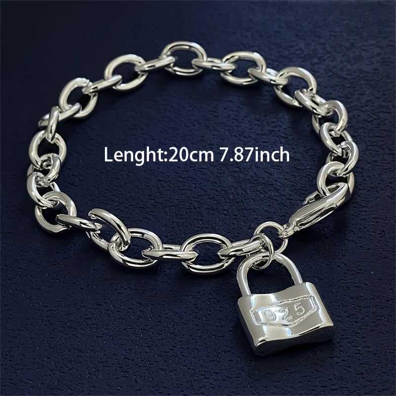 charm lock 925 sterling silver chain bracelet for women ladies men lovers wedding party gift daily outfits parties holiday gifts X250625