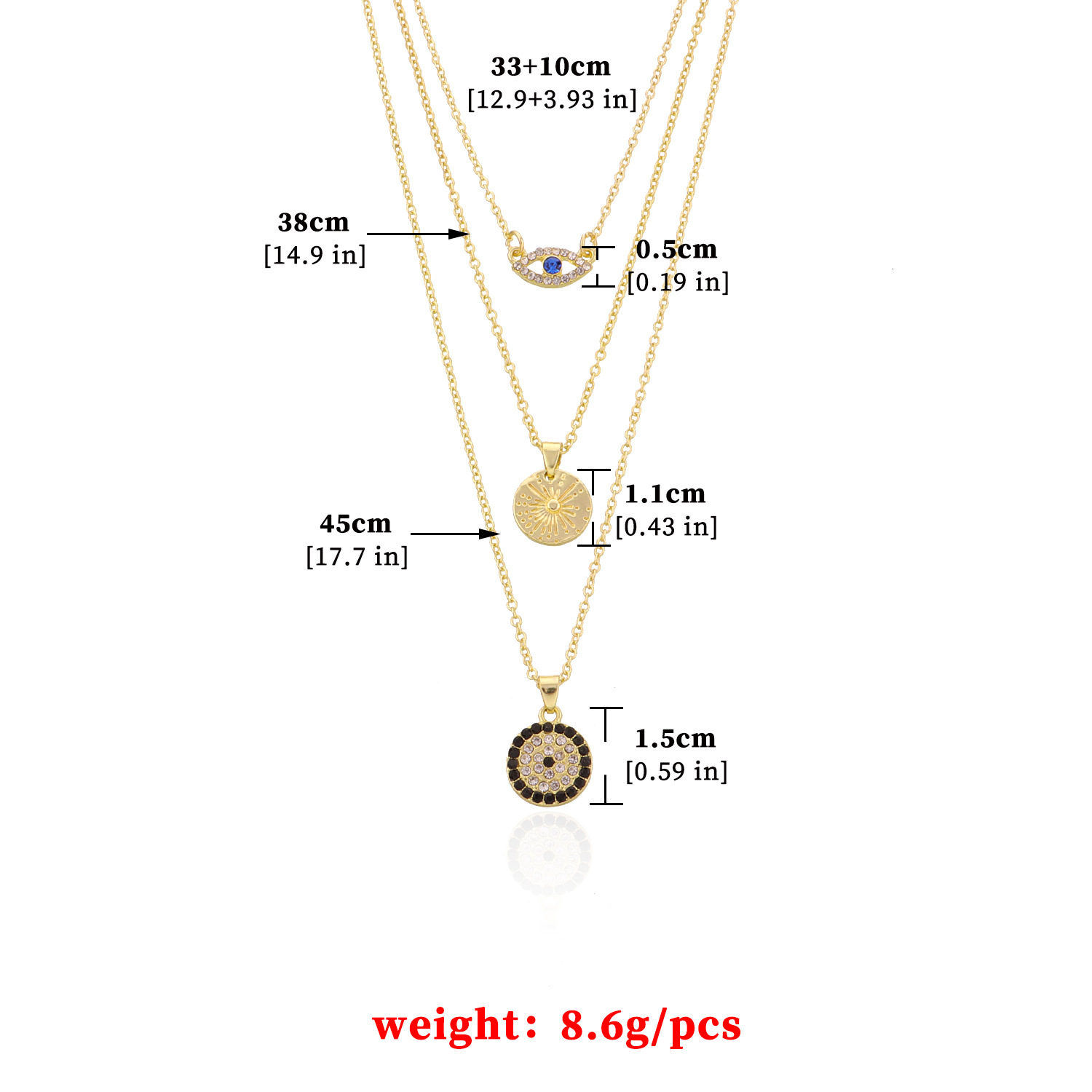 Jewelry Round Full Dia Devil's Eye Multi-layer for Women Fashion Versatile Personality Necklace Jewelry for Women