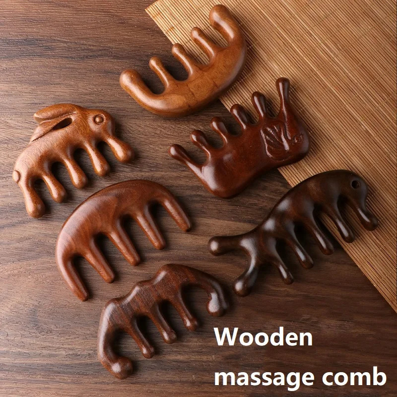 Wooden Massage Wood Massager Comb Scalp Head Oil Massager Scalp Hair Comb Tools AMS01 250625