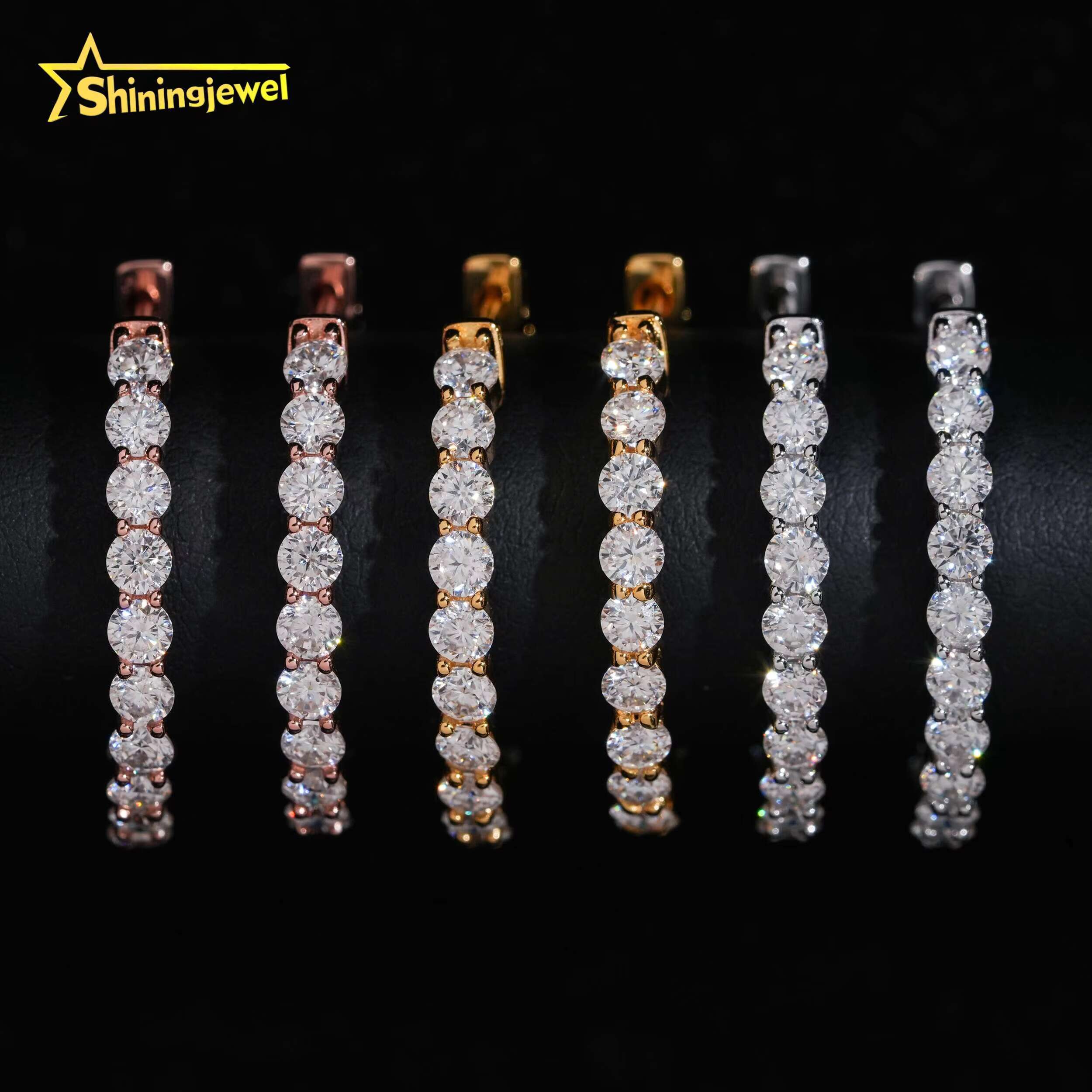 Hip Hop Jewelry 925 Sterling Silver Gold Plated VVS Moissanite Earrings GRA Certificated Women Iced Out Diamond Hoop Earrings