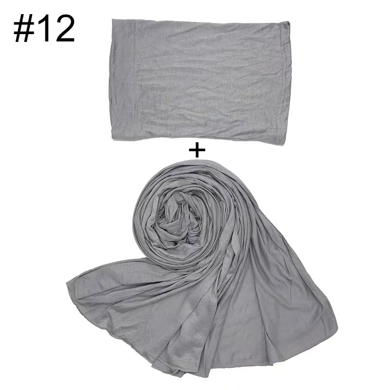 T1058 solid color cotton jersey mercerized cotton modal soft ladies scarf bottoming hat combination