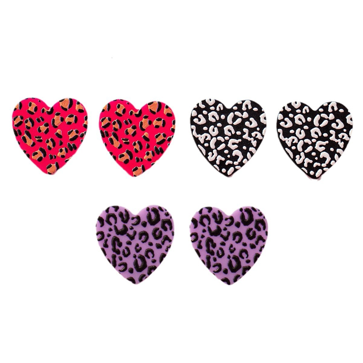 1 Pair Leopard Print Heart Earrings Delicate Fashionable Small Daily Versatile Photo Atmosphere Celebration