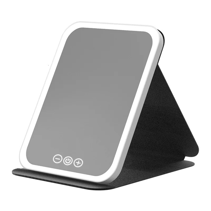 Rechargeable LED Makeup Mirror with Touch Control 3 Color Lights Portable Foldable Magnifying Vanity Mirror Travel Home Office 250625
