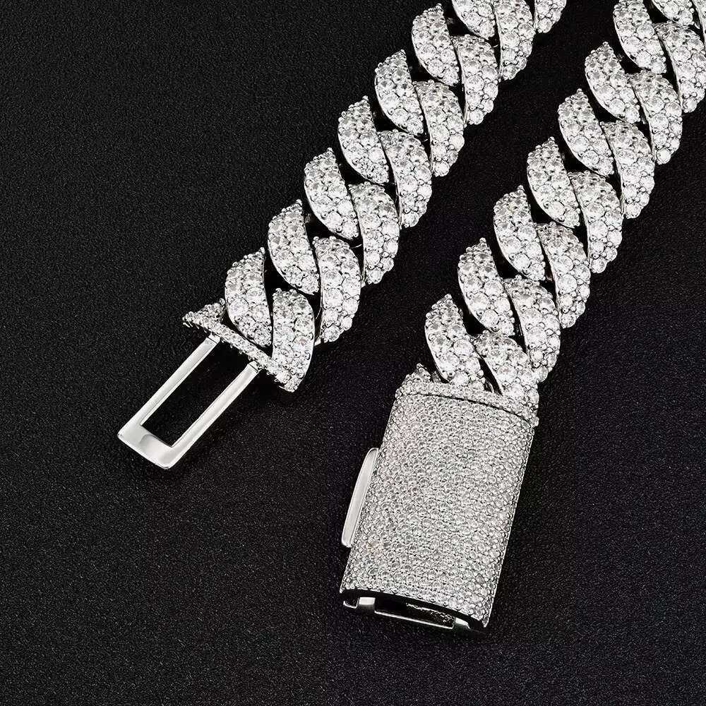 Pass Diamond Tester Moissanite Hip Hop Cuban Chains Jewelry 16mm 925 Sterling Silver VVS Moissanite Miami Cuban Link Chain