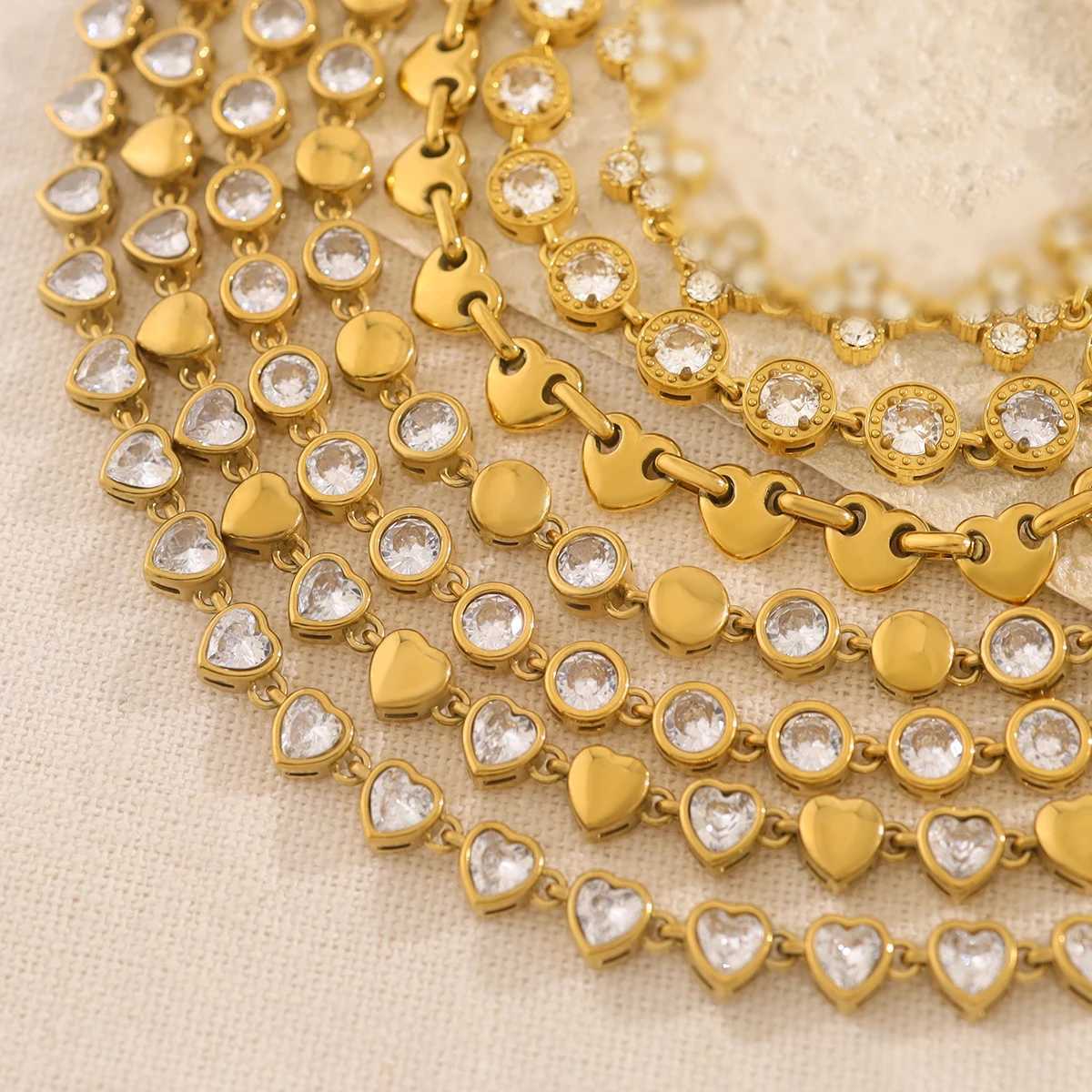 18K Gold Plated Jewelry WILD Luxury Zircon Crystal Stainless Steel Bracelets for Women Chic Exquisite Trendy Waterproof X2507181