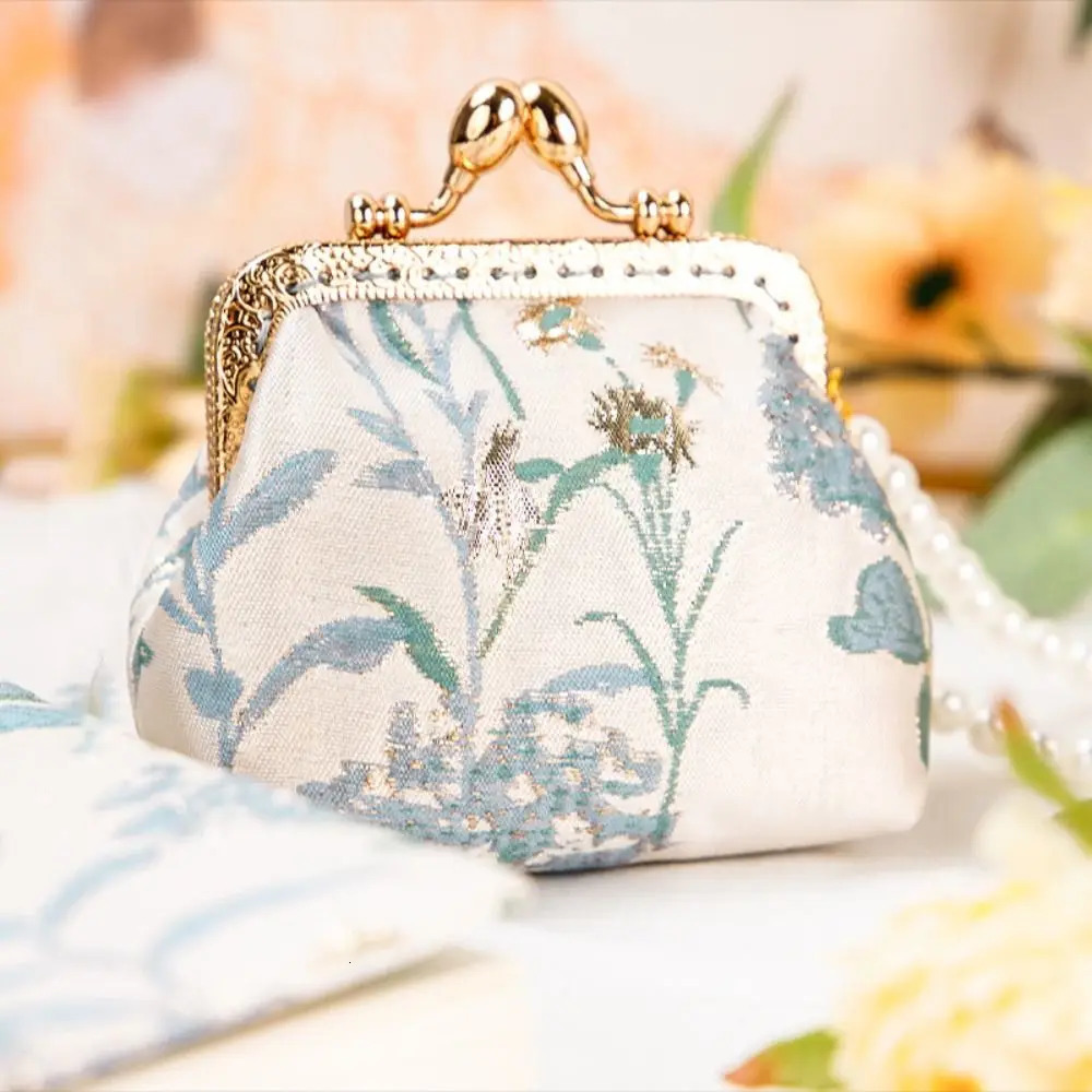 Brocade Embroidered Coin Purse Handheld Chinese Style Wallet Pearl Elegant Evening Clutch Women 250623