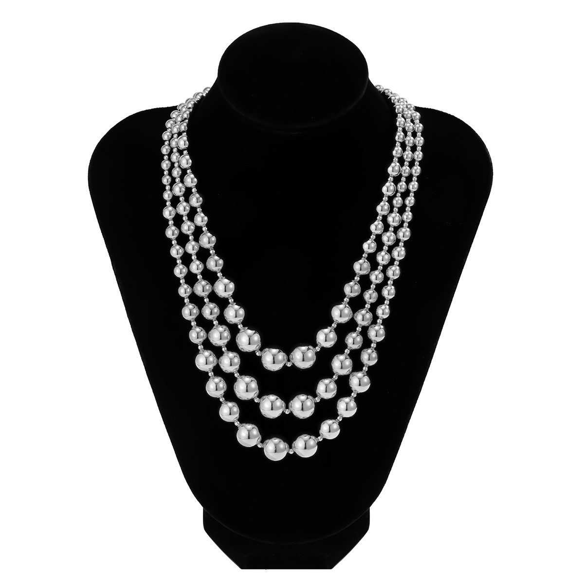 Jewelry Personality Multi-layer Tassel Beaded for Women Exaggerated Metal Plated Geometric Necklace