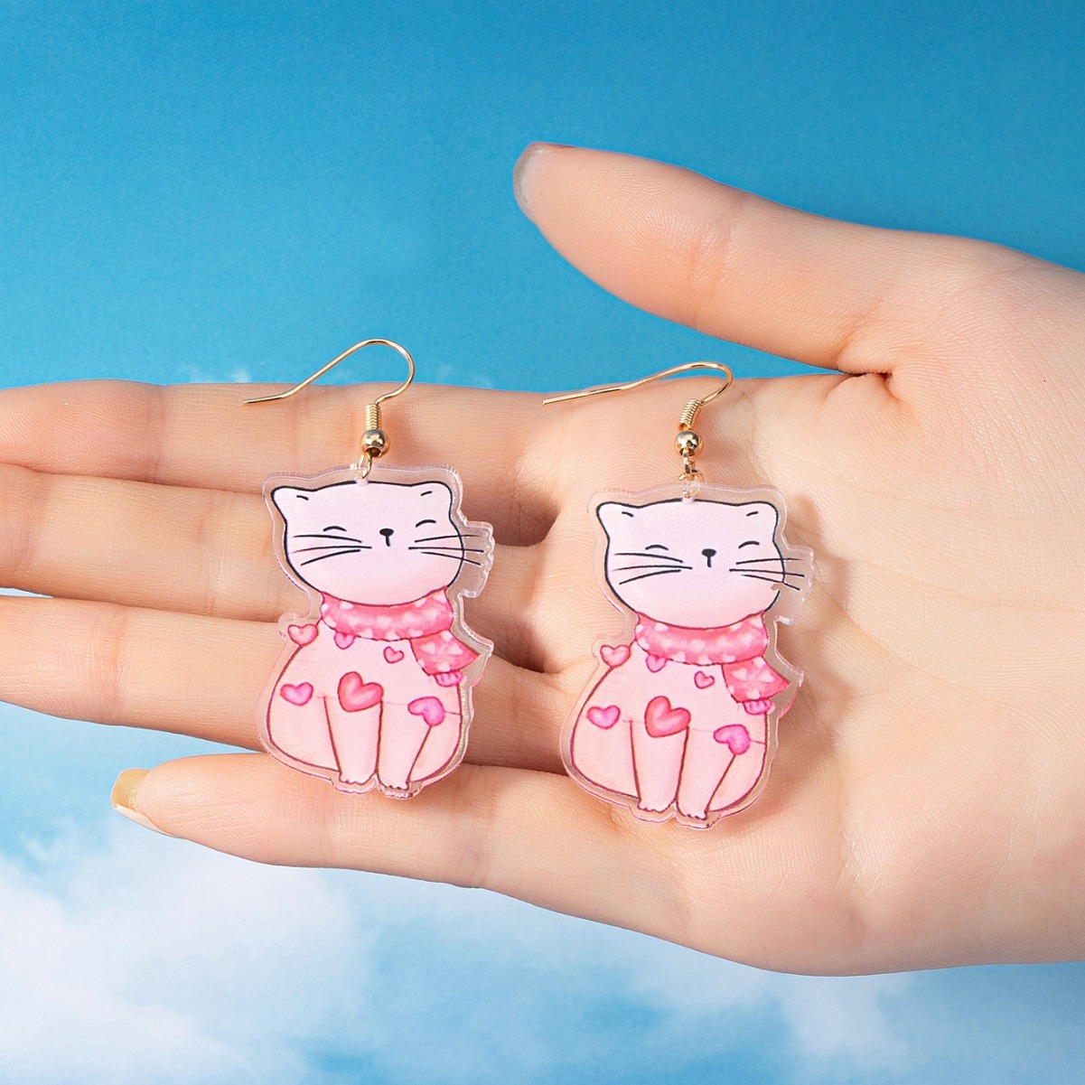1 Pair Valentine's Day Cat Dog Acrylic Women's Earrings Necklace Jewelry Accessories Pendant