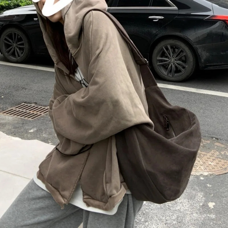 Vintage Womens Bag Large Capacity Shoulder Bag Solid Color Simple Casual Bag Retro Handbags 250624