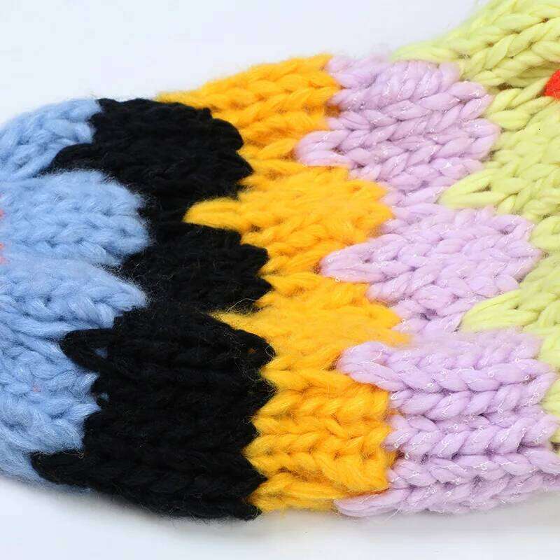 Jastie 2025 Autumn And Winter Women's Sweater Contrast Color Handmade Splicing Loose V-neck Thick Knitted Cardigan Coat