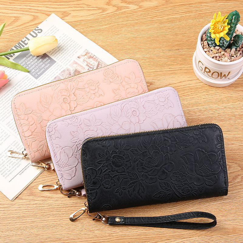 Free Shipping 2025 New Designer Bag New Cross-border Long Zipper Clutch Bag Large Phone Bag Embossed Design Large Cash Clip Simple Women's Wallet