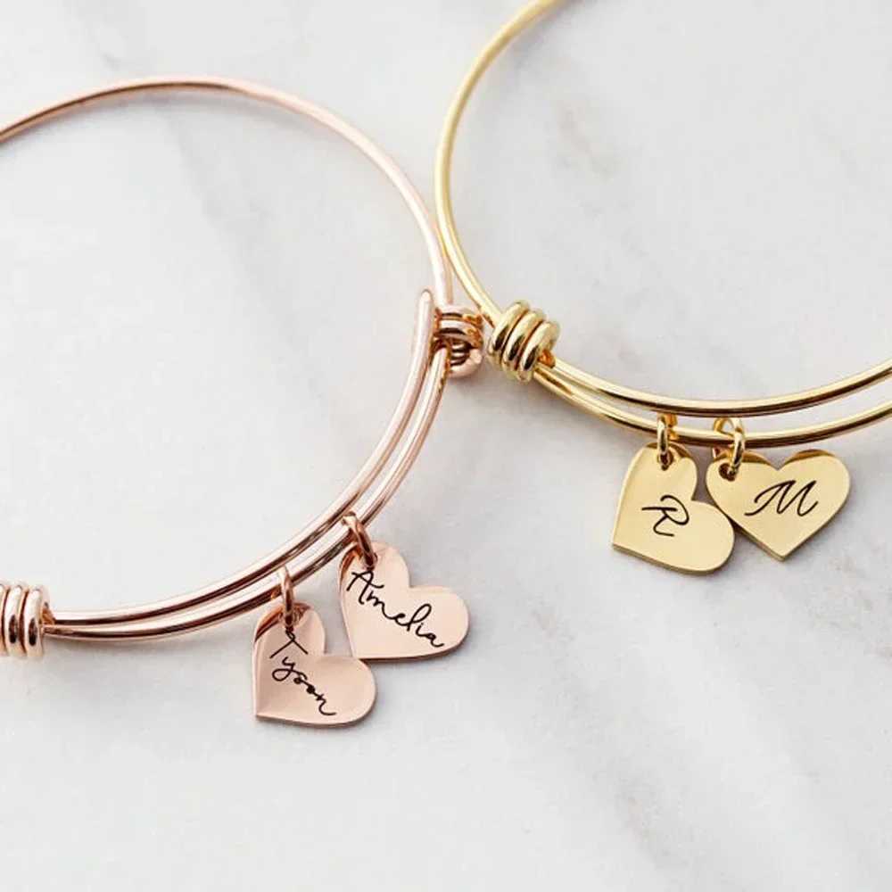Bangles for Women Personalized Custom Engraving 1-4 Names Round Pendant Stainless Steel Friendship Bracelet Jewelry Psera Mujer X250625