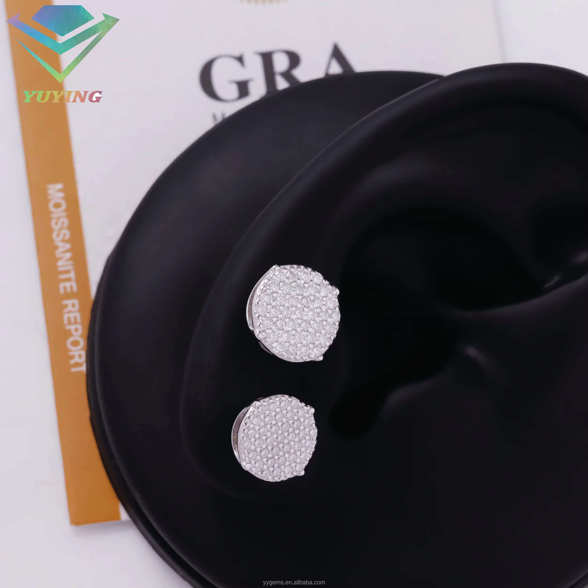 Wholesale Price S925 Sterling Silver Round Earrings Fashion Jewelry Iced out Moissanite Stud Earrings For Women Stud