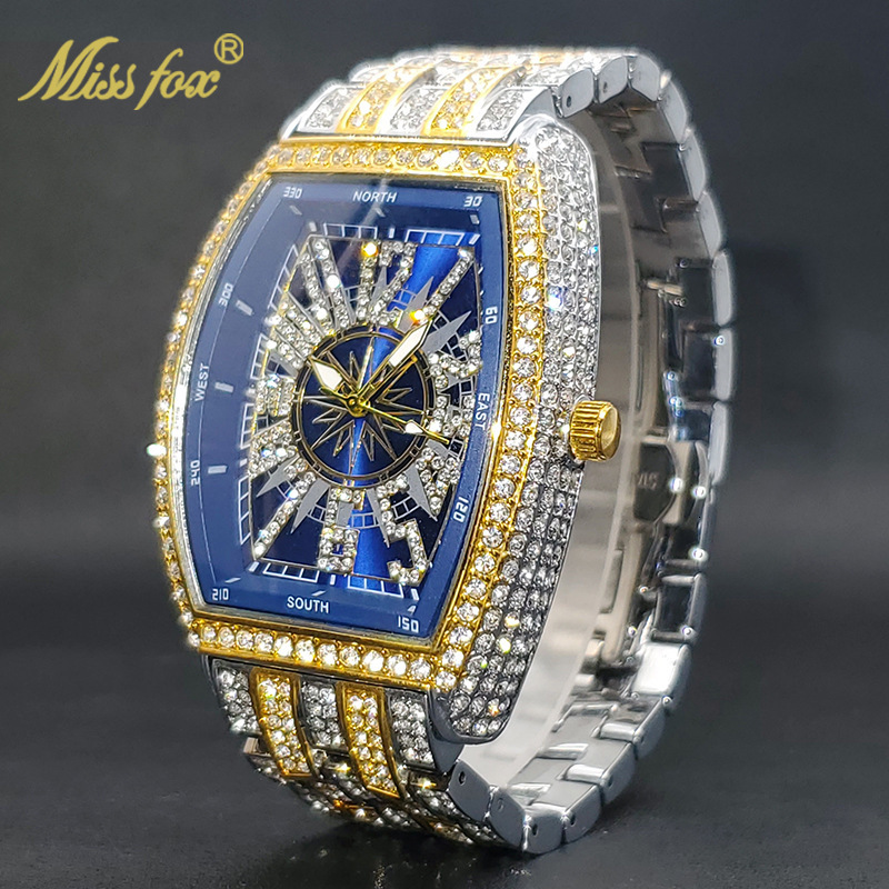 Men's Hip hop bling bling high quality premium luxury drip flex urban streetwear statement timepieces Pass the diamond tester