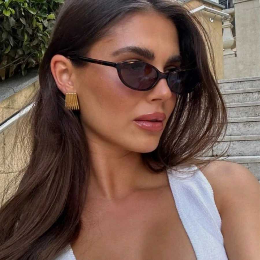 Retro Oval Frame Sunglasses Fashion Personalized Trendy Small Frame Sunglasses Punk Cat Eyes Sunshade Sun Protection Glasses W250625