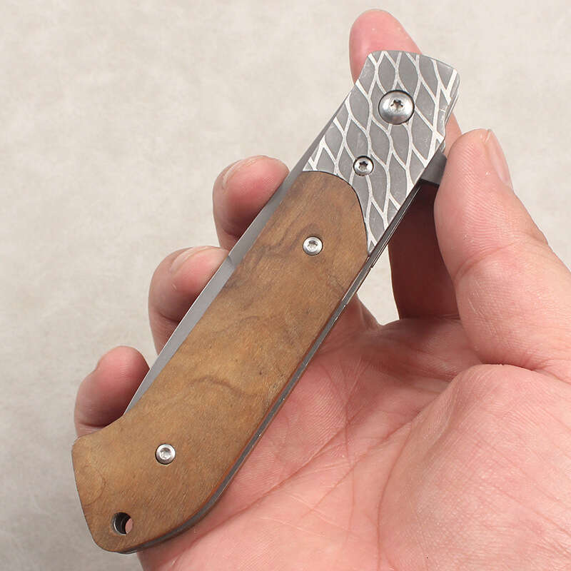 Camping Self-Defense Folding High Hardness Multi-Function Portable Wooden Handle Small Outdoor Survival Fruit Knife