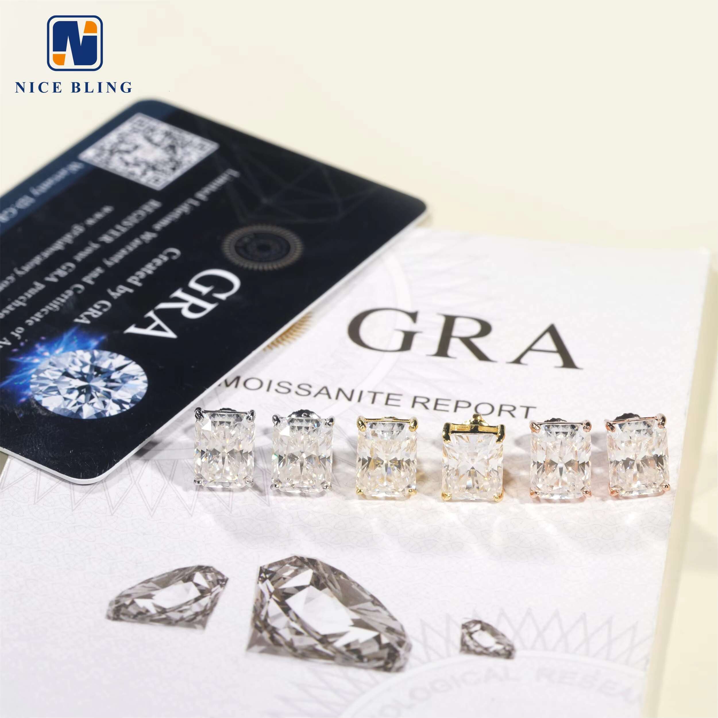 Factory Price Radiant Cut Moissanite Diamond Studs 925 Sterling Silver Jewelry Hip Hop Fashion Earrings for Men and Women