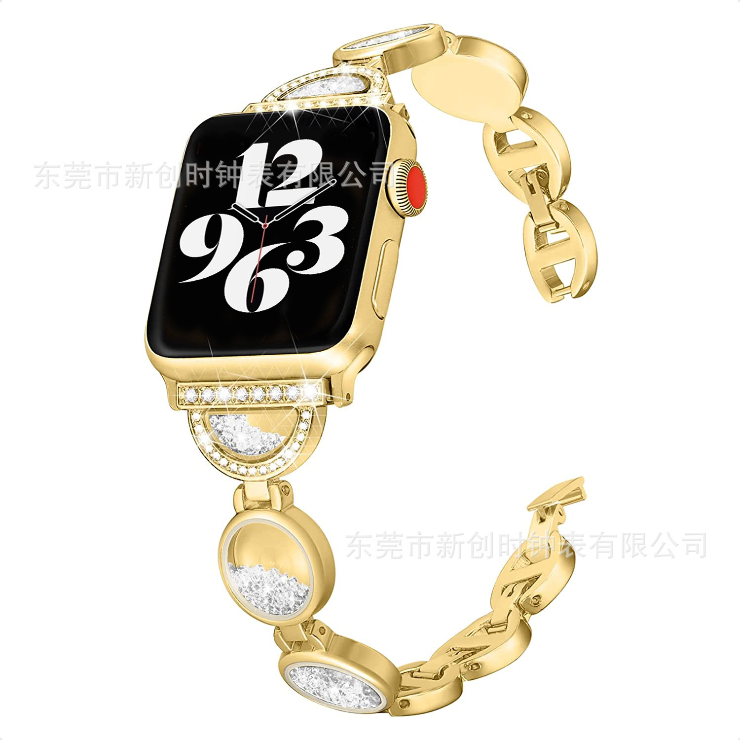 Luxury Premium Designer New Rhinestone Metal Fluid Ring iWatch Band for Apple Watch Series 1-10