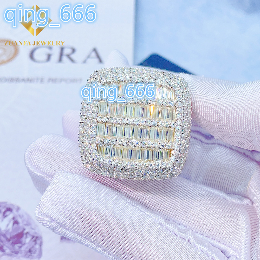 Custom Luxury Jewelry VVS Moissanite Diamond Men Ring Shining Bling Iced Out Cross Rings Hip Hop Jewelry