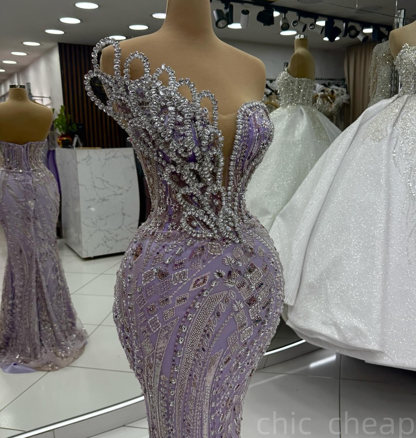 Lilac Mermaid Prom Dresses 2025 Crystals Sequined Lace Sparkly Evening Formal Party Second Birthday Engagement Gowns Plus Size Dress For Special Occas
