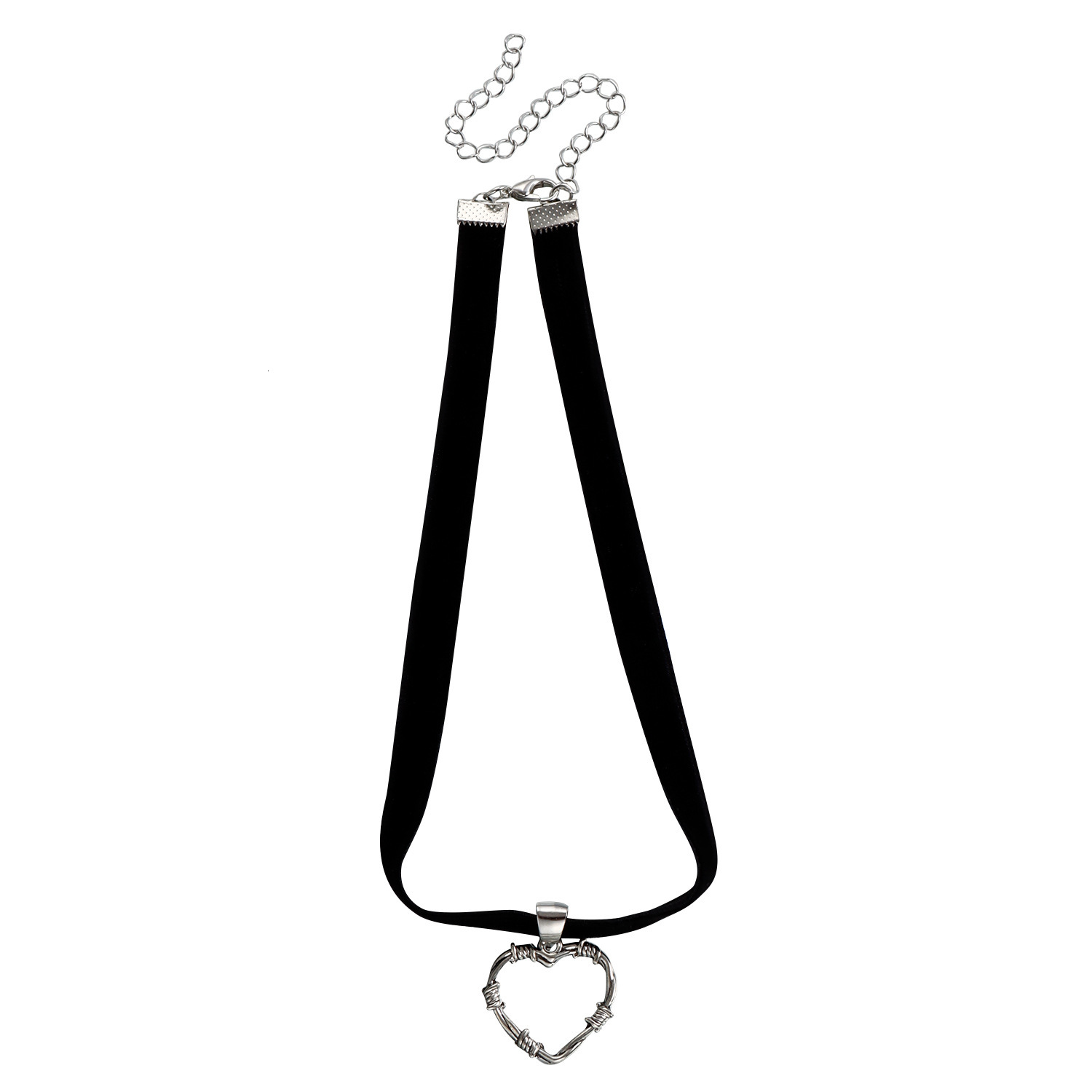 Accessories Trendy Black Ribbon Choker Hollow Heart Necklace for Women Dark Style Clubbing Collarbone Chain Jewelry for Women