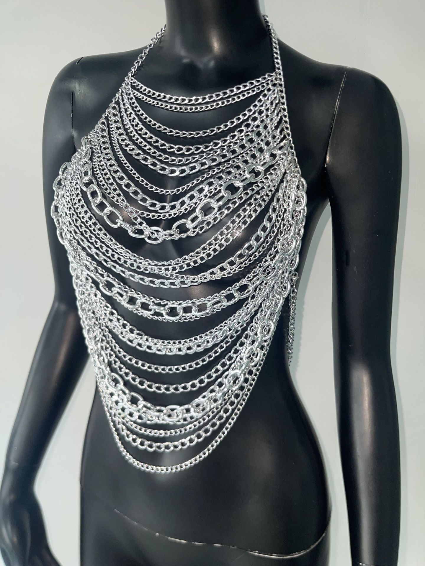 Women's Tanks Chain hollow out spicy girl hanging neck vest backless suspender music festival