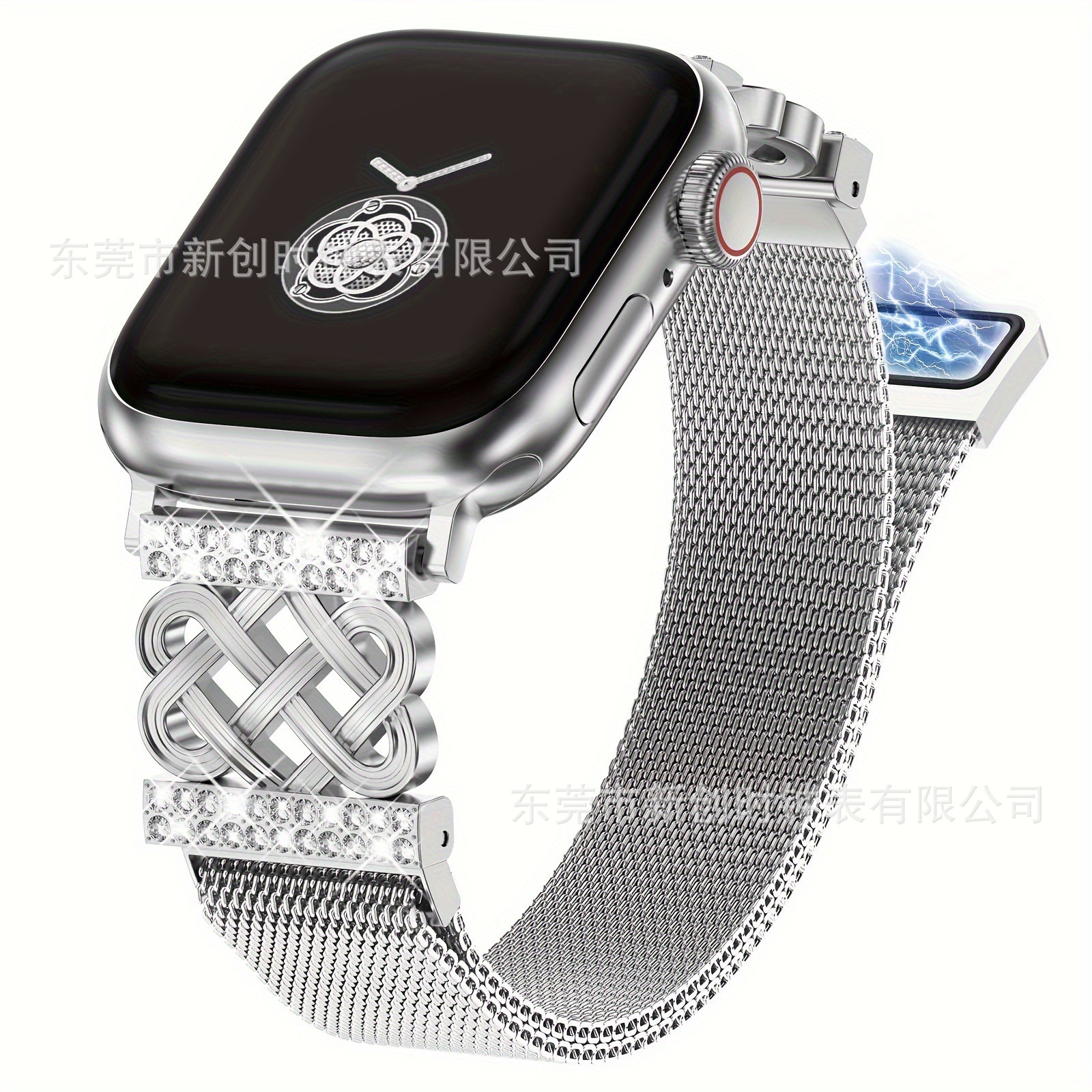 Stylish Magnetic Rhinestone Set Band for Apple Watch Series 10 High End Light Luxury Strap for Summer