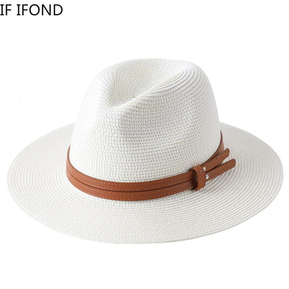 56-58-59-60CM Natural Panama Soft Shaped Straw Hat Summer Women/Men Wide Brim Beach Sun Cap UV Protection Fedora Hat 250624