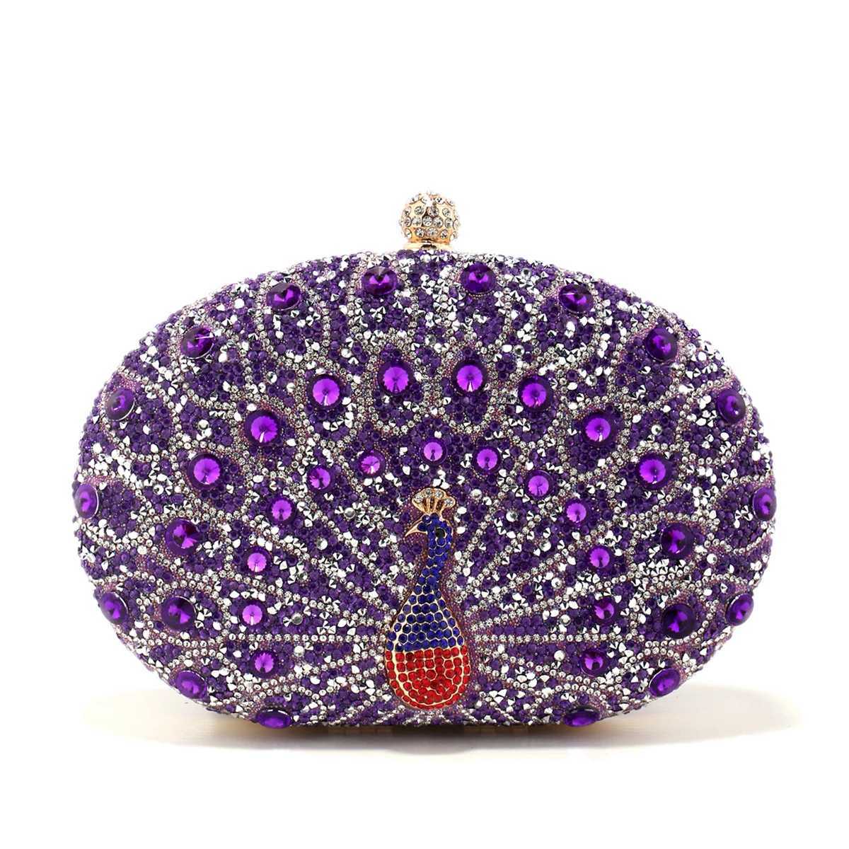 Circular Design Women Evening Bags Rhinestones Party Wedding Bridal Clutch Bag Diamonds Metal Peacock Animal Small Handbags With M250625