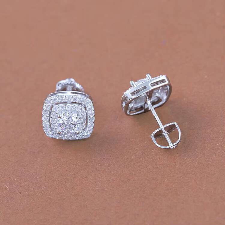 Fashion Moissanite Earrings Fine Jewelry 5mm Round Diamond Stud S925 Silver GRA Moissanite Hip Hop Stud Earrings for Men Women