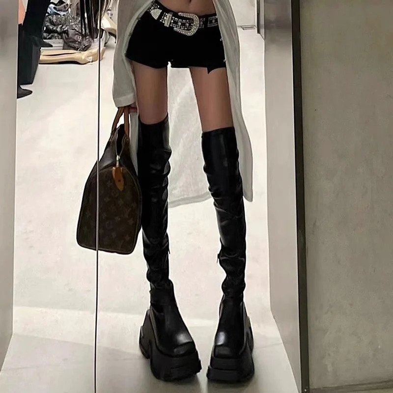 Women Punk 10 CM Platform Boots Spice Gir Sexy Shoes Chunky Motorcycle Simplicity Boot Cool Nightclub Party Casual Outdoor Shoes 250623